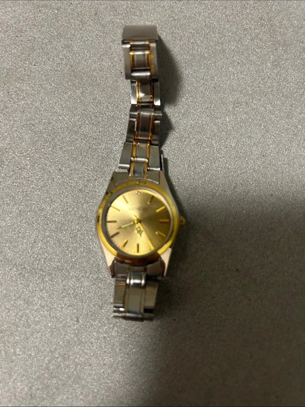 Geneva Two-Tone Silver and Gold Bracelet Watch